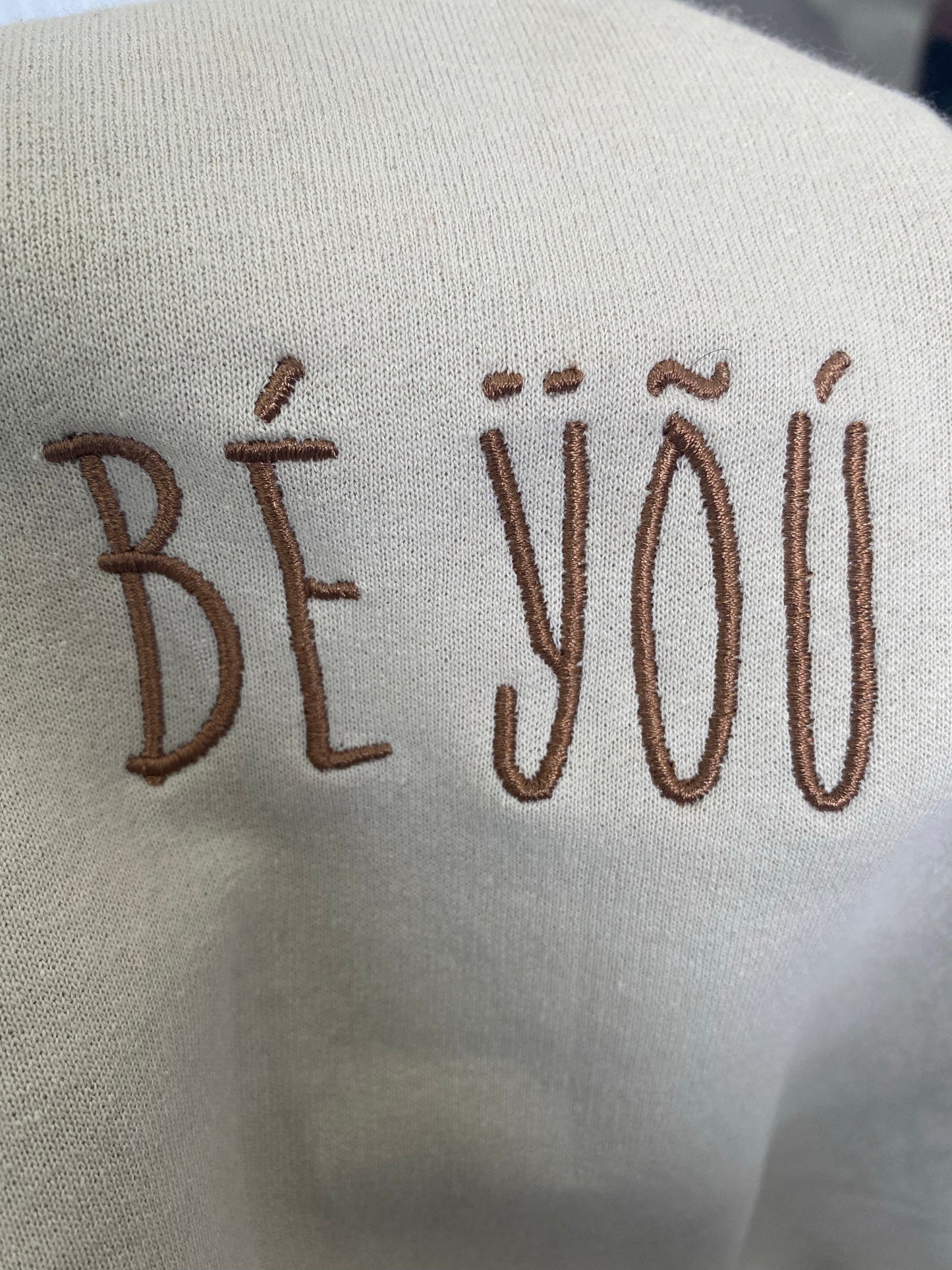 BÉ ŸÕÚ Embroidered Tan Crewneck