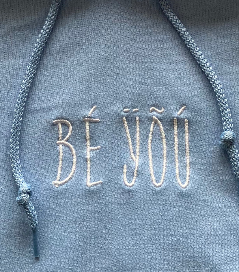 BÉ ŸÕÚ Embroidered Light Blue Hoodie
