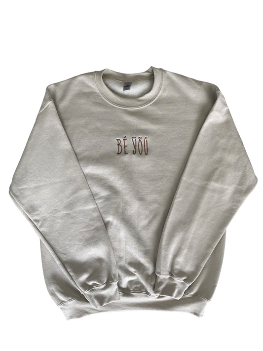 BÉ ŸÕÚ Embroidered Tan Crewneck